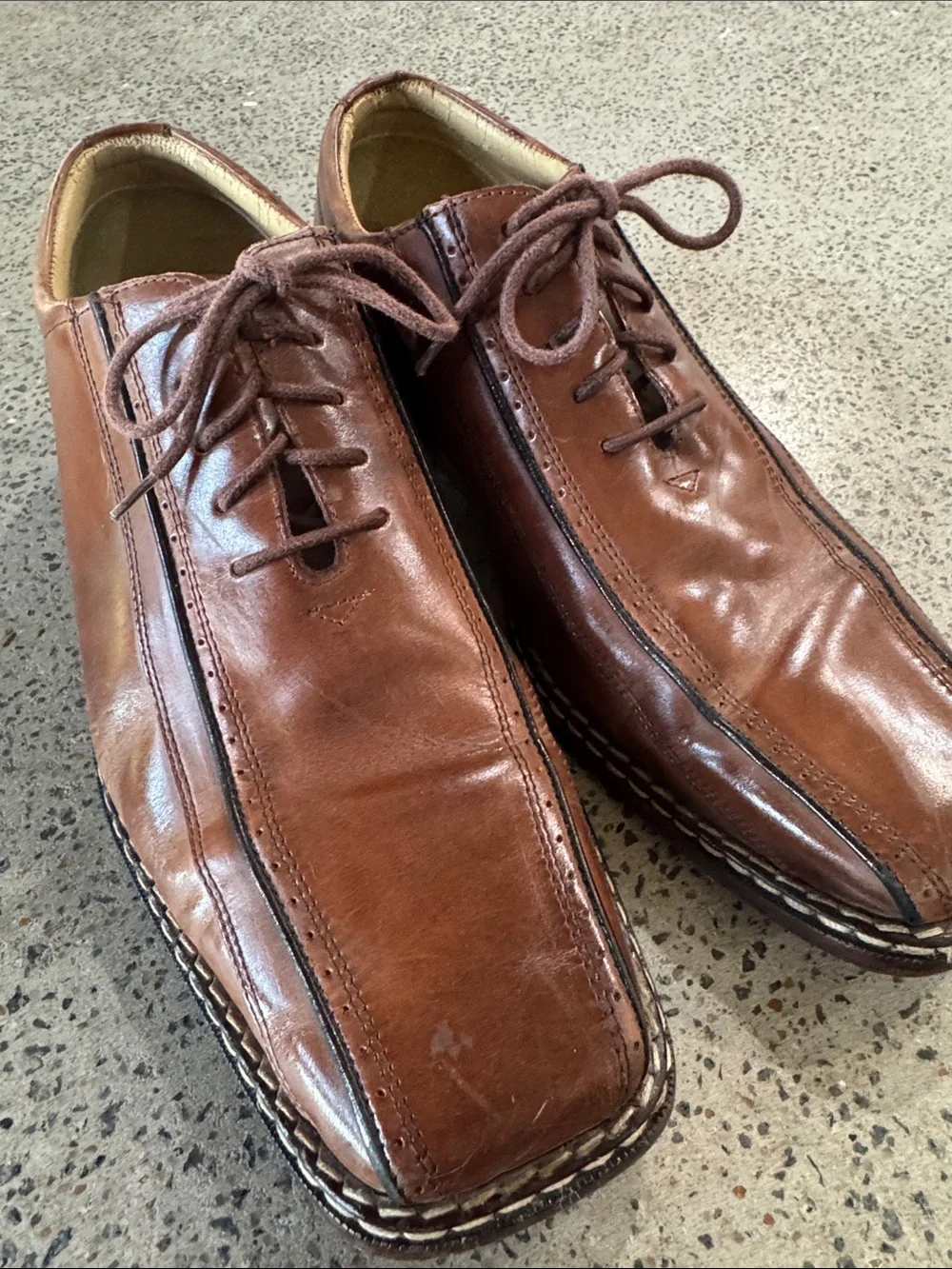 Stacy Adams Cognac Brown Leather Lace-Up Oxfords